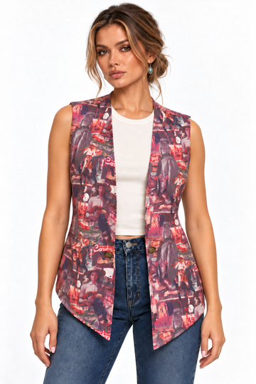 Lucky & Blessed Vintage Cowgirl Collage Vest