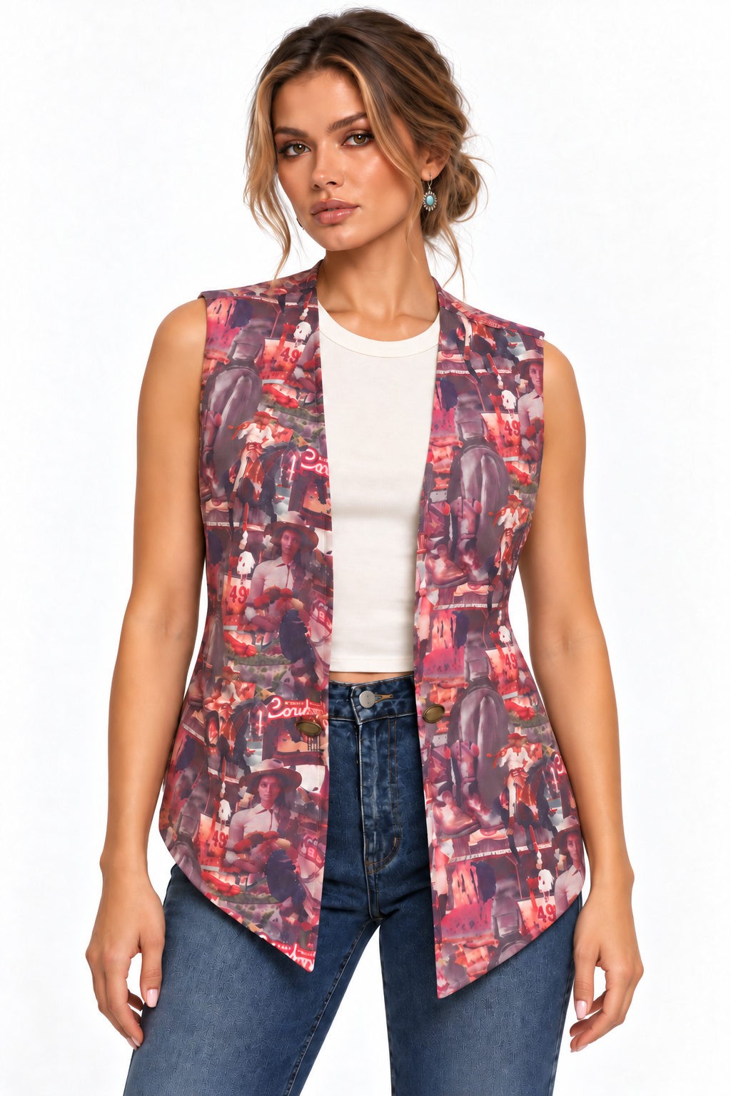 Lucky & Blessed Vintage Cowgirl Collage Vest