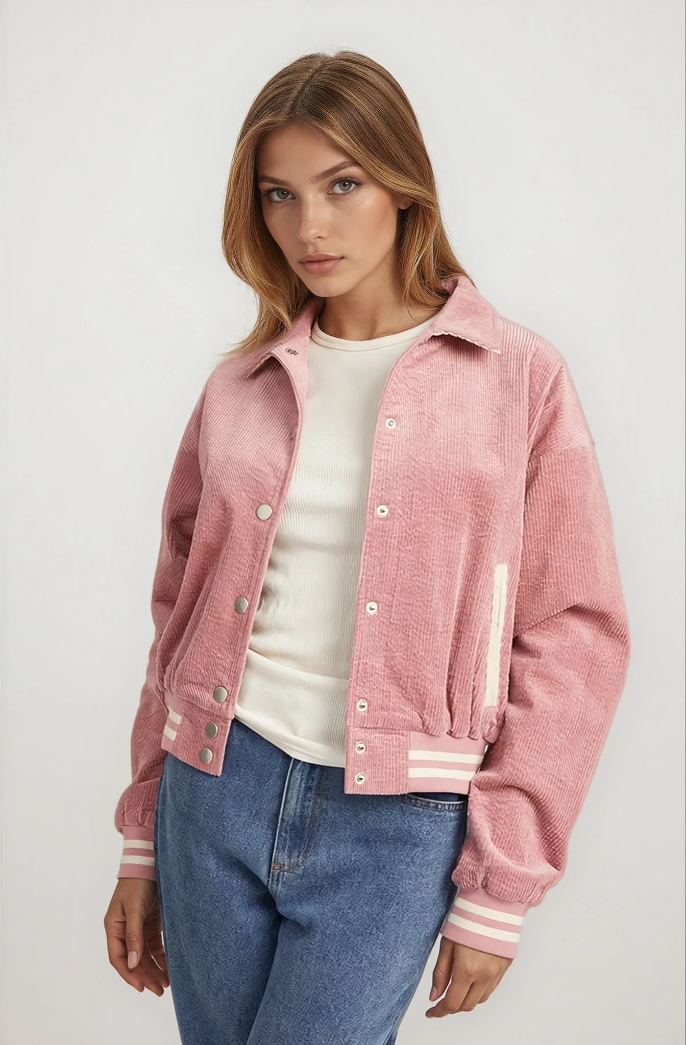 Blush Corduroy Bomber