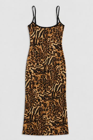 Mesh Leopard Slip Dress