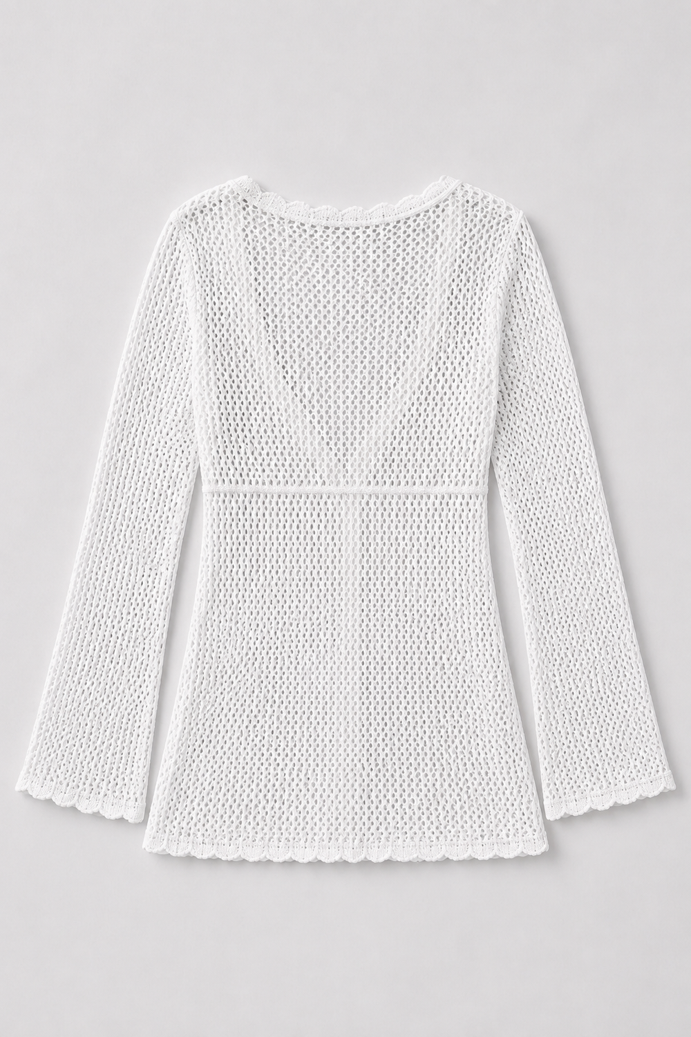 White Crochet Tie Front Top