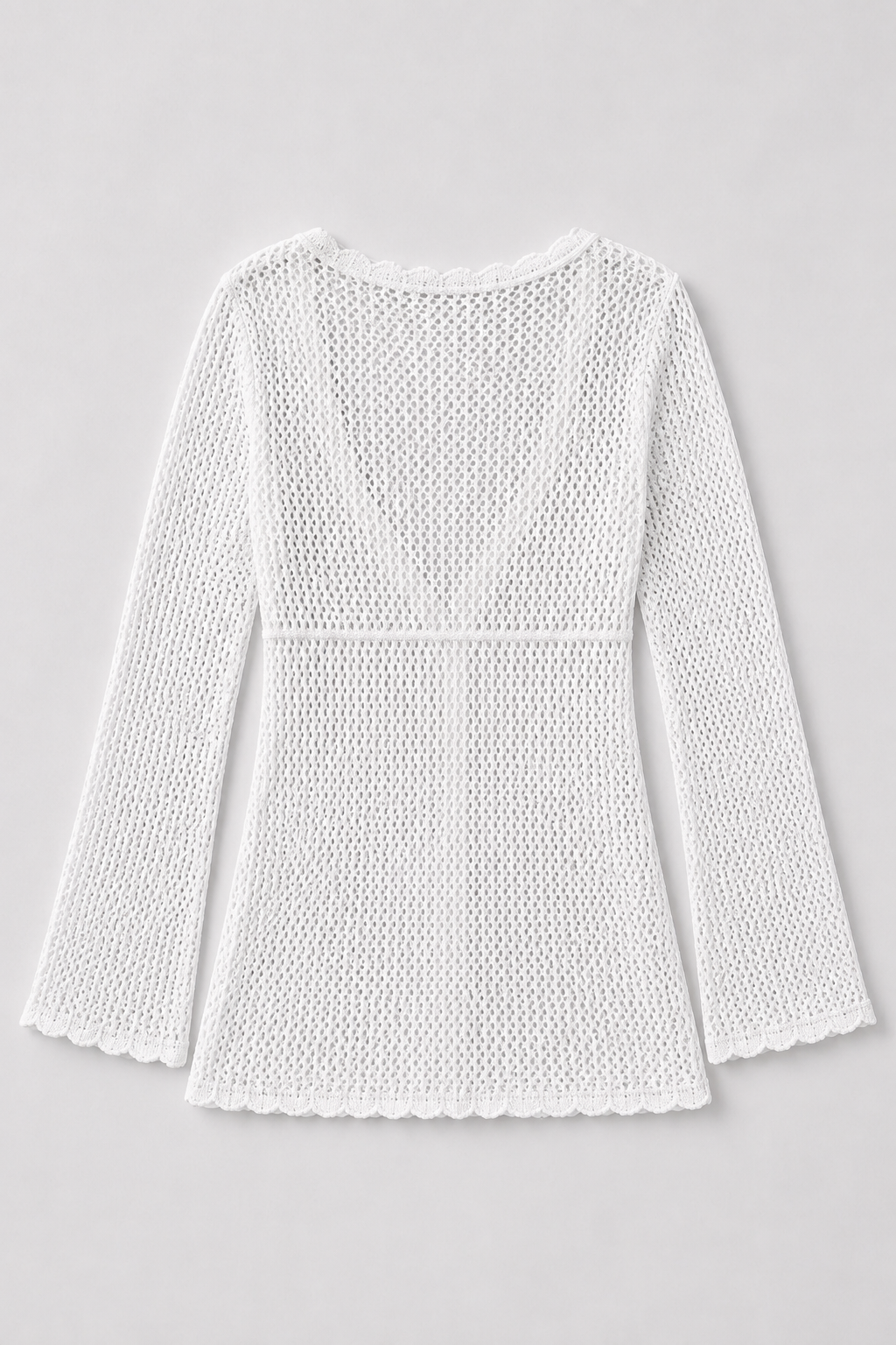 White Crochet Tie Front Top