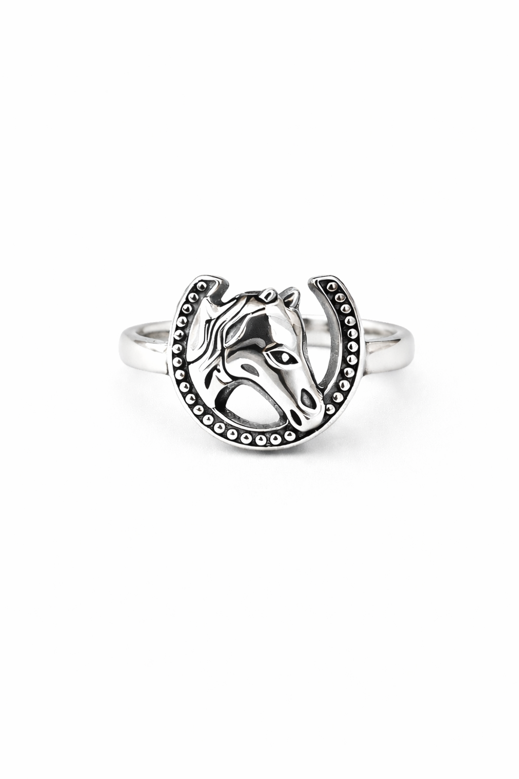 Sterling Silver Horseshoe Horse Ring