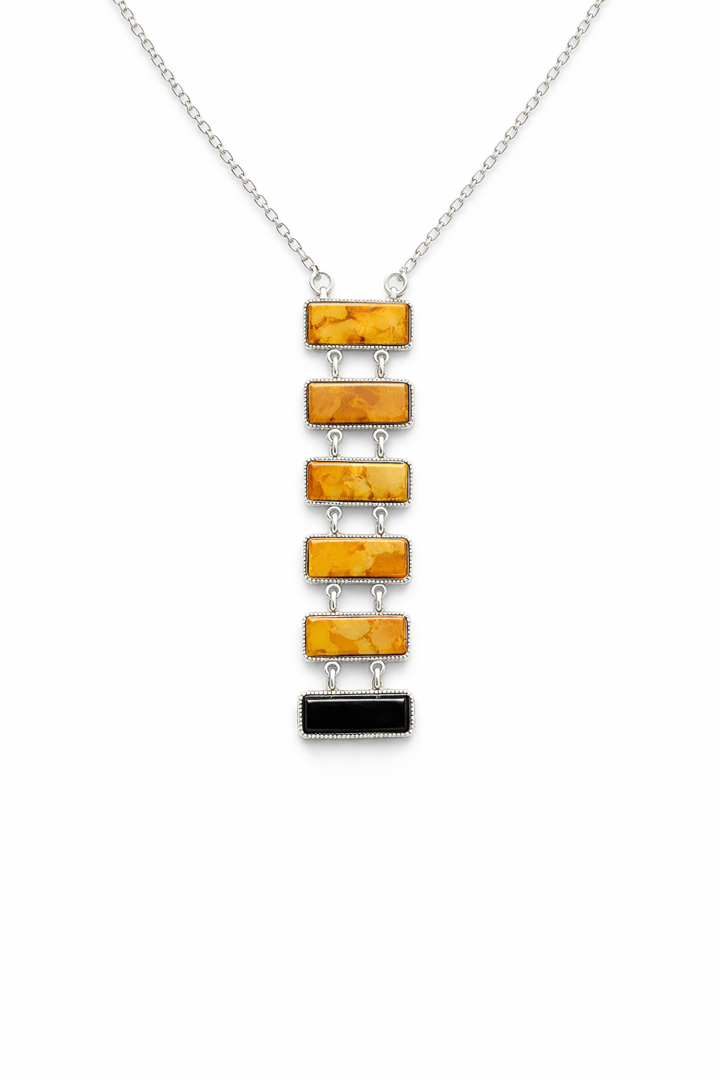 Onyx & Bumblebee Sterling Statement Necklace