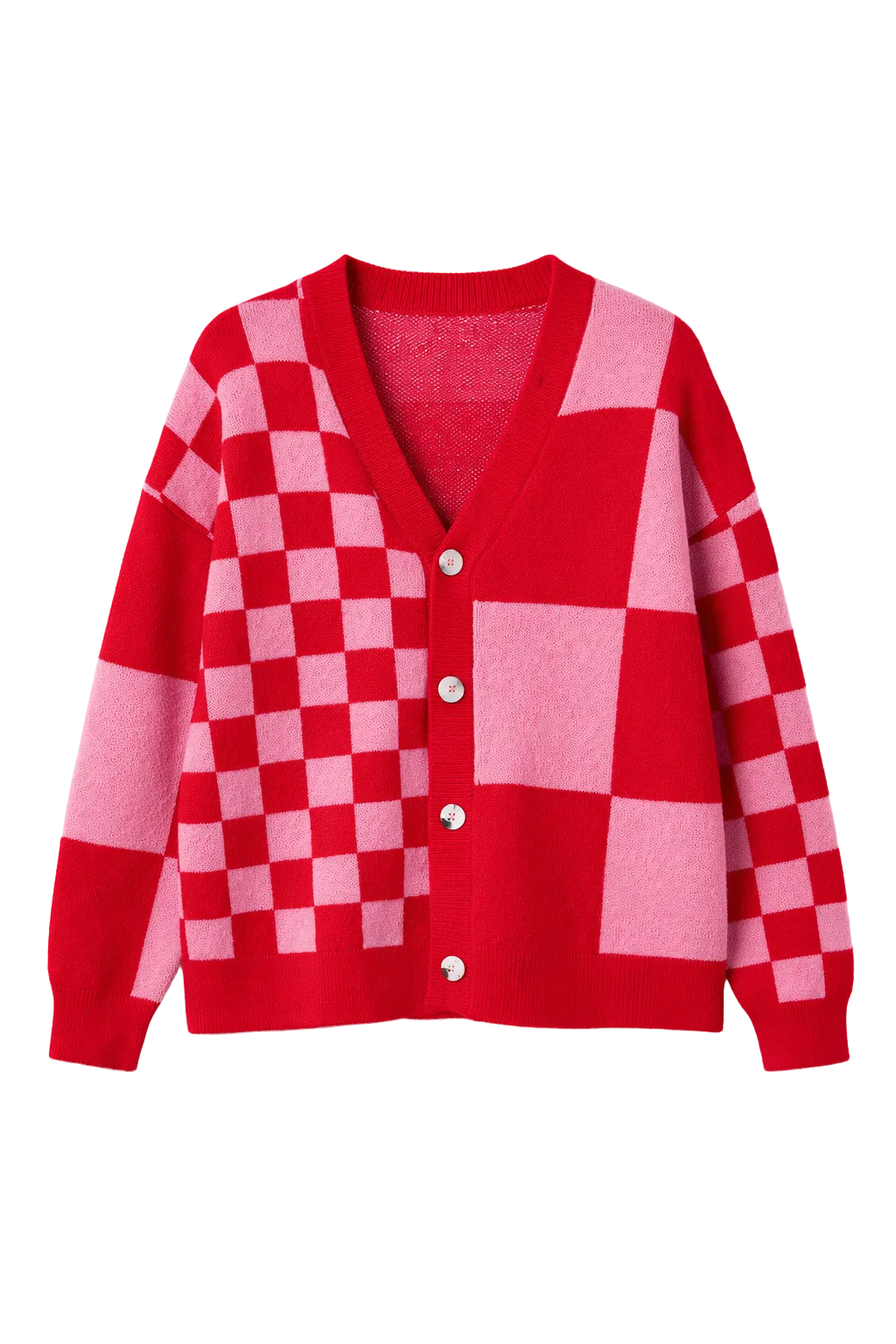 Plaid Knit Button-Front Sweater Cardigan