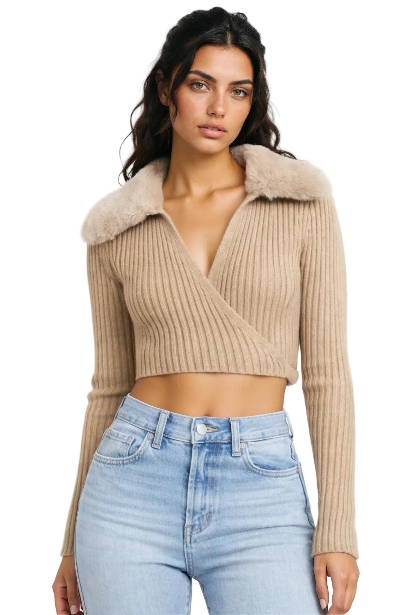 Aspen Faux Fur Collar Cardigan
