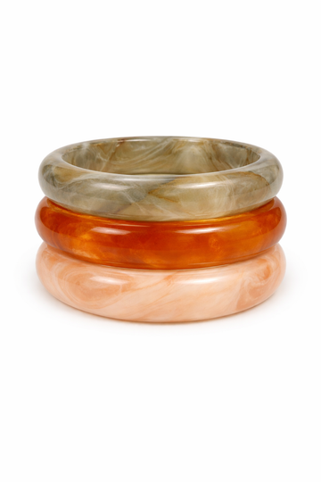 Desert Drift Earth Tone Resin Bangle Set of 3