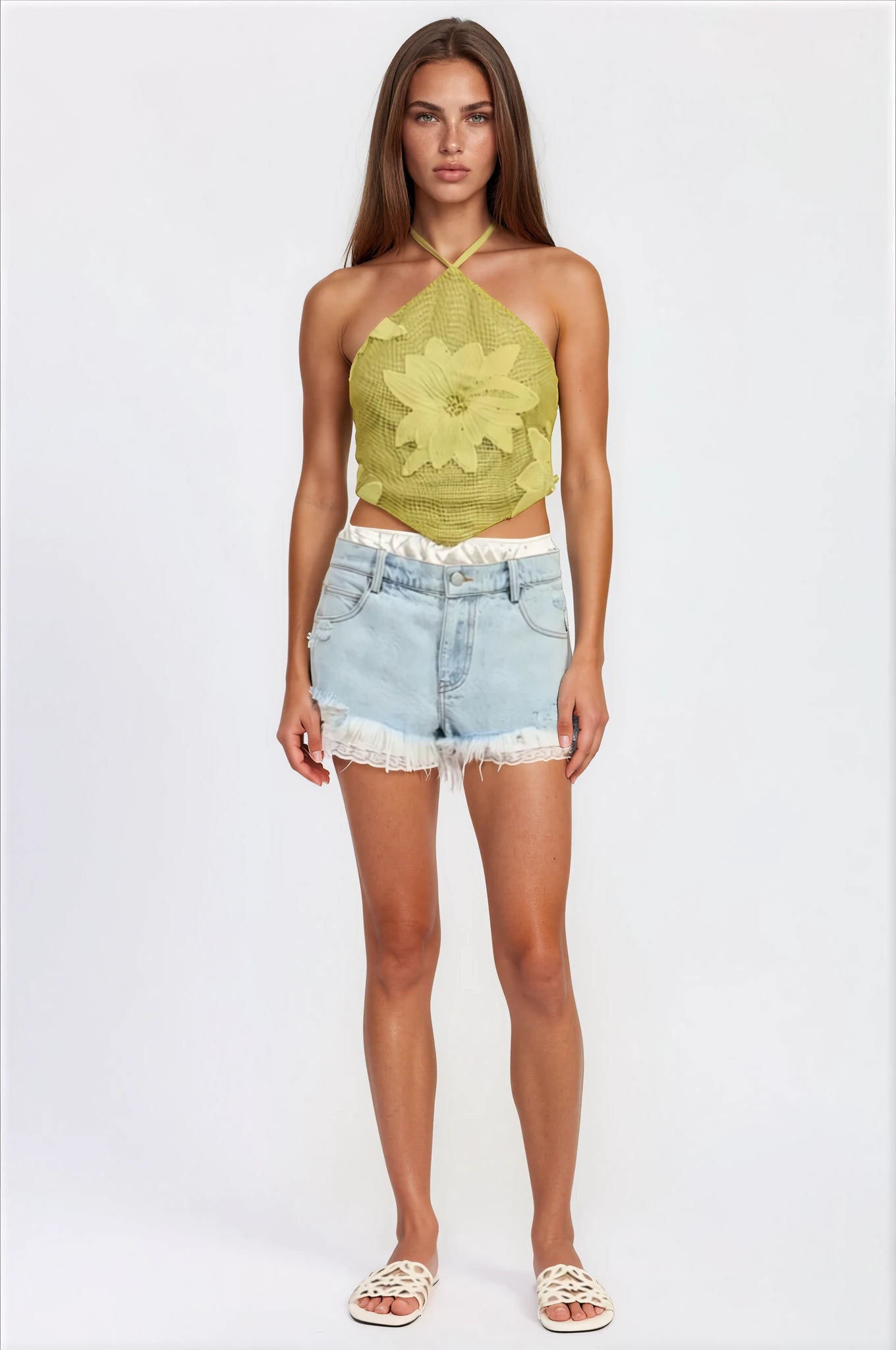 Laced In Denim High Rise Shorts